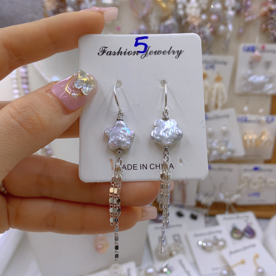 淡水珍珠耳饰银S925镶嵌