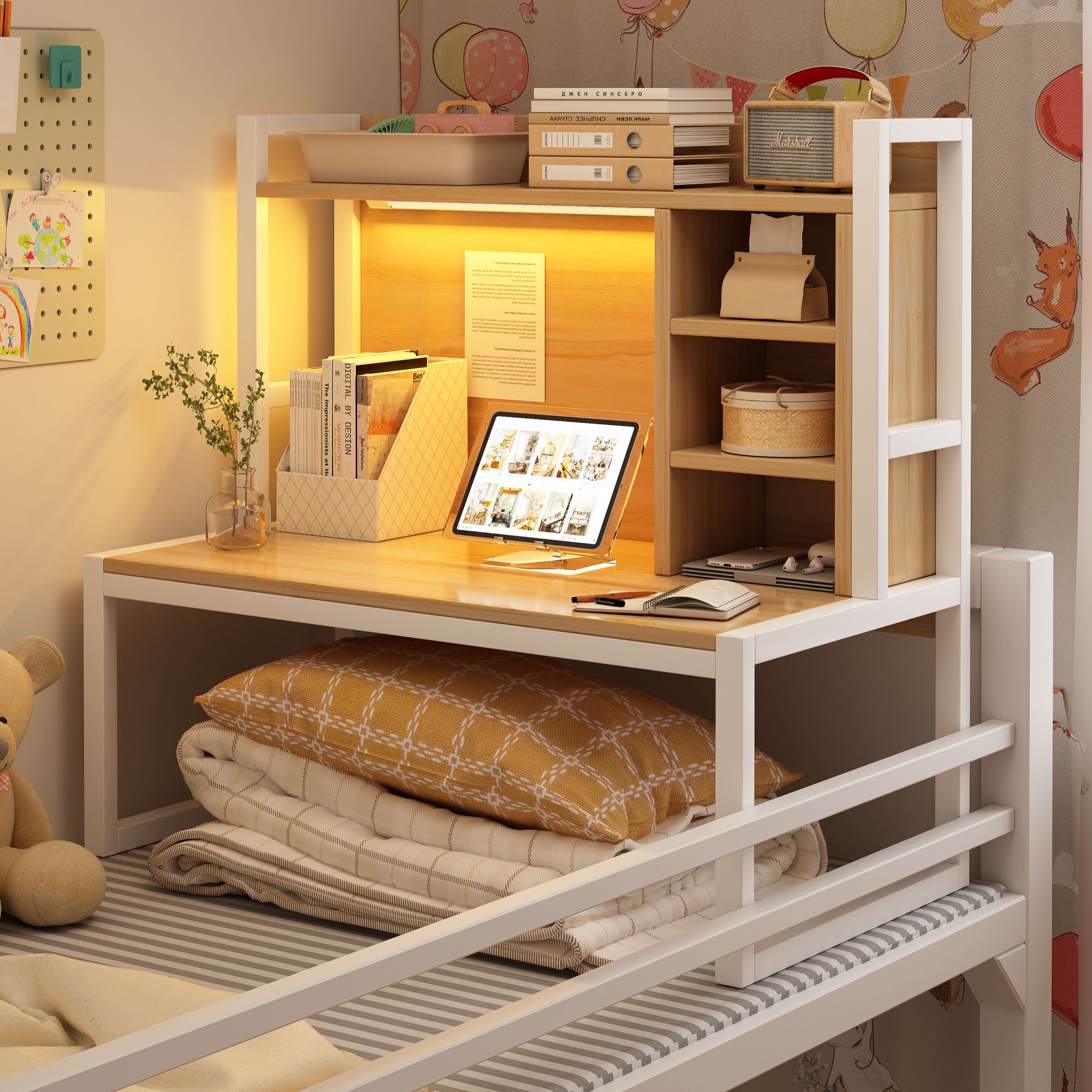 床上电脑桌大学生宿舍专用懒人书桌上下铺学习桌简约卧室写字桌