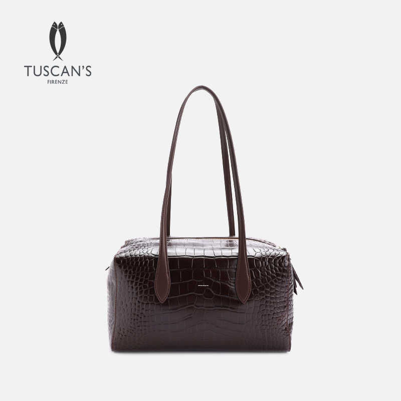 TUSCAN'S女士通勤百搭单肩包时尚气质真皮牛皮手拎包时代双鱼