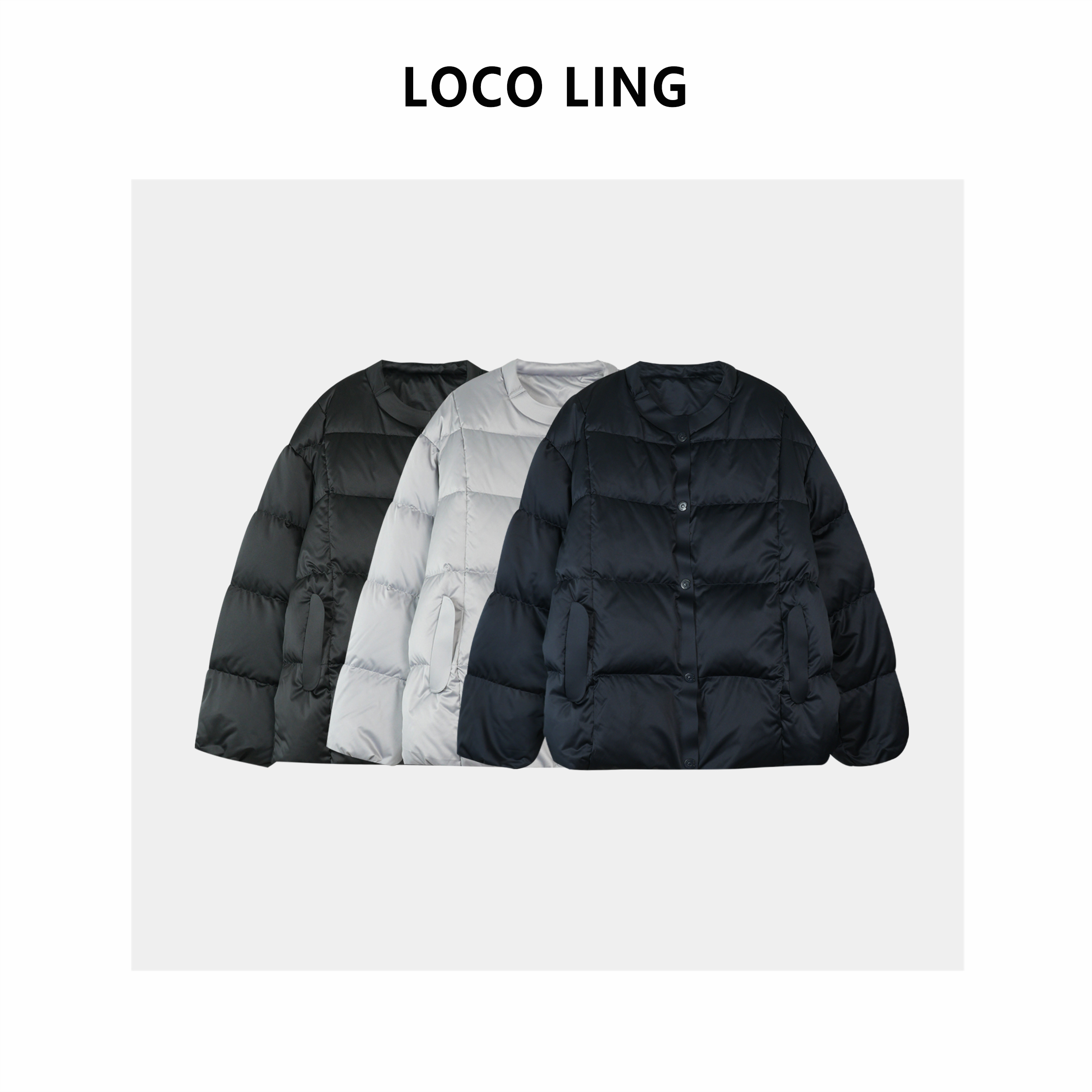 LOCO与众不同 奢贵珠光缎！铂金90绒新国标短款羽绒服外套LOYRF101