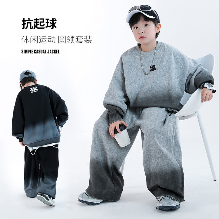儿童装2025年新款套装韩版春秋纯色男童中大童帅气阳光男孩百