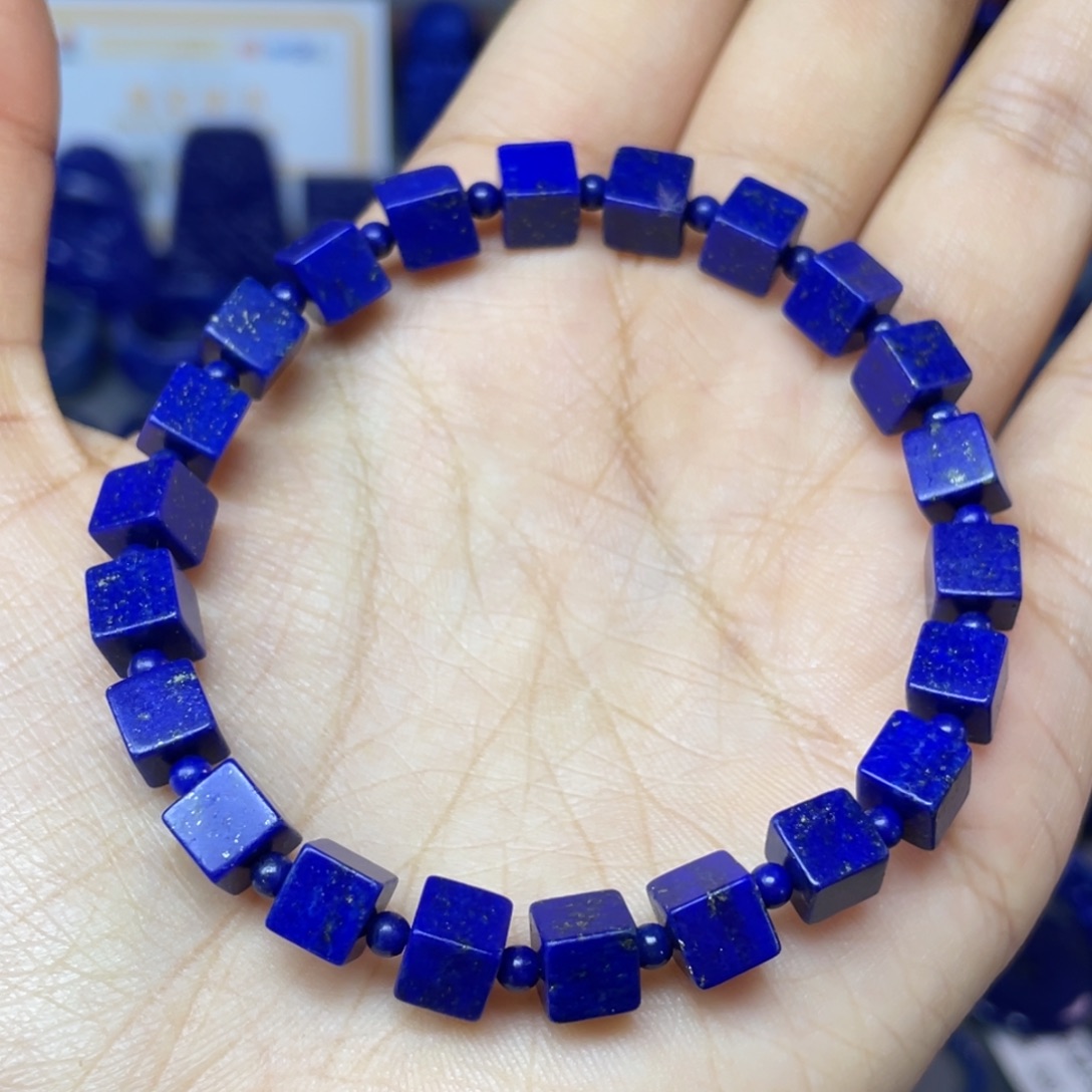 青金石未镶嵌6mm方糖手串