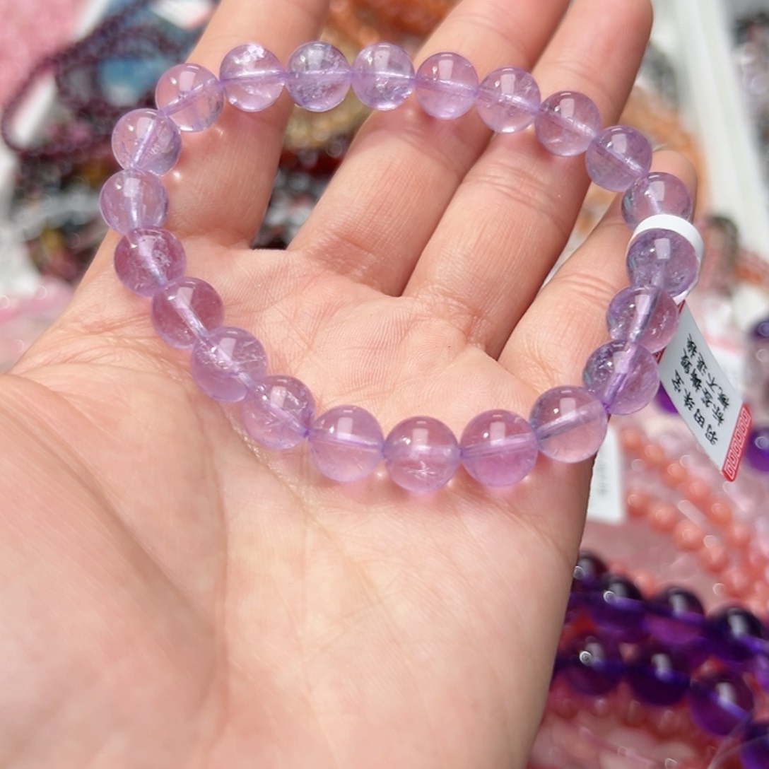 水晶手链未镶嵌薰衣草紫水发一件9mm