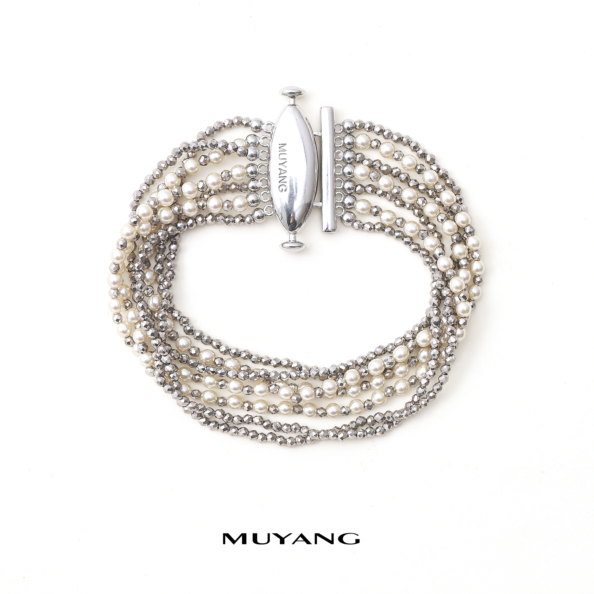 muyang/慕阳 铜合金琉璃手链 气质时尚简约多层泠月手链串珠小众