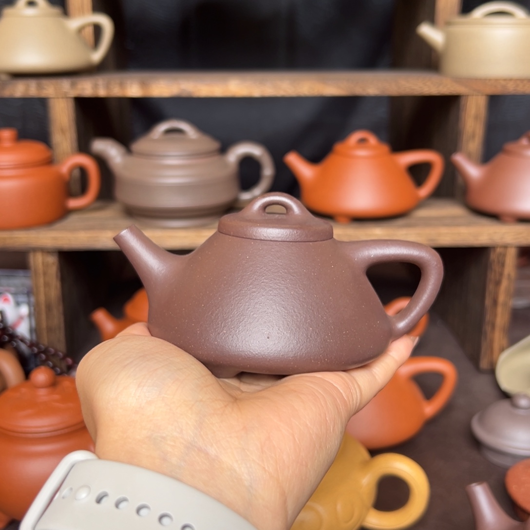 紫砂茶壶微瑕天青子冶石瓢150毫升