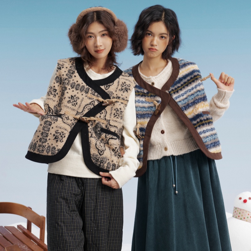 madgood马得工地拼接撞色提花秋冬上衣宽松马夹MDGDMJ141164