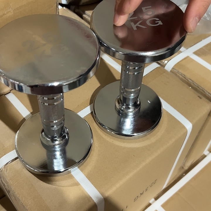 全新新款电镀纯钢哑铃2.5公斤一对