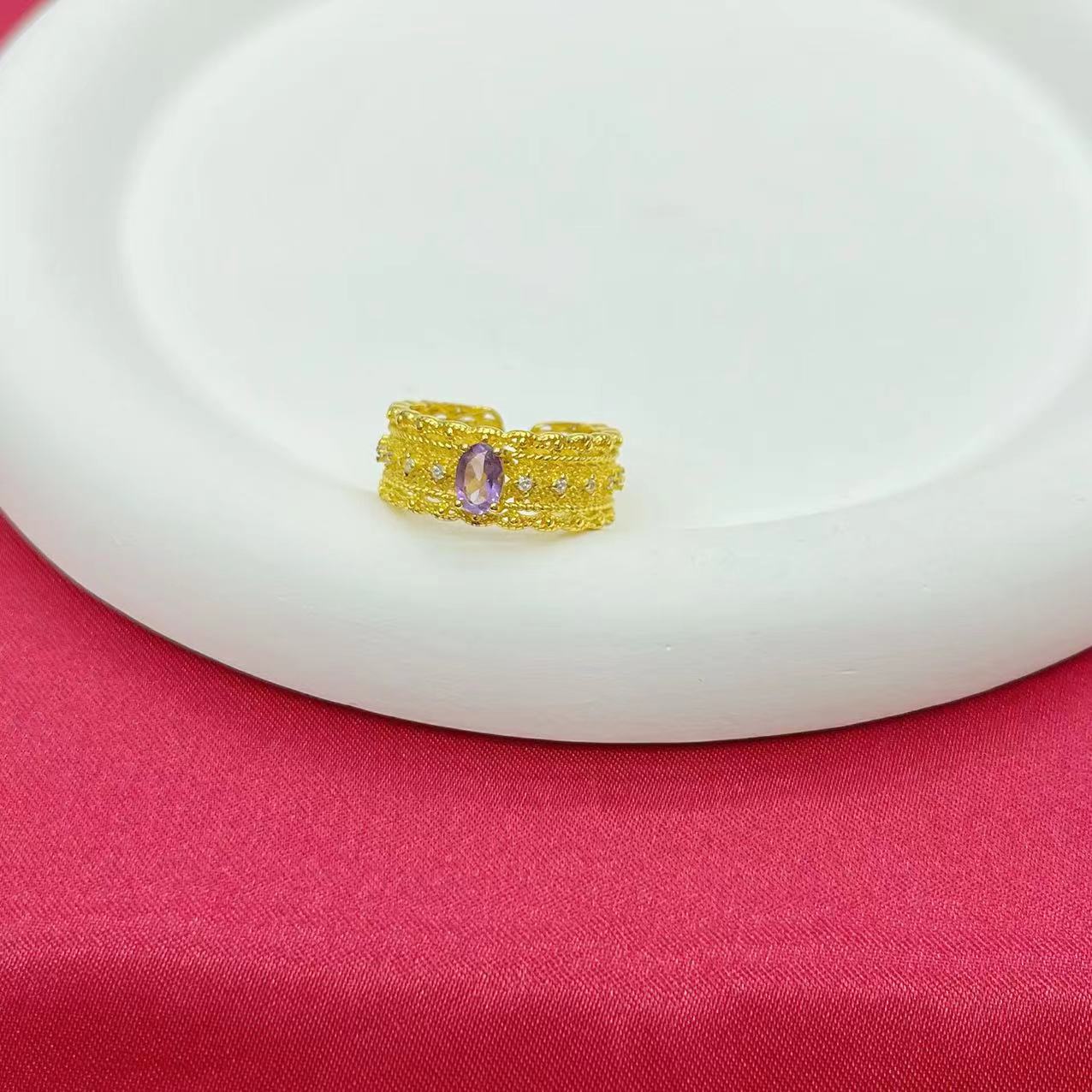 【传杰专属】传承手工天然紫水晶烟花切戒指K250（赠包装，证书）