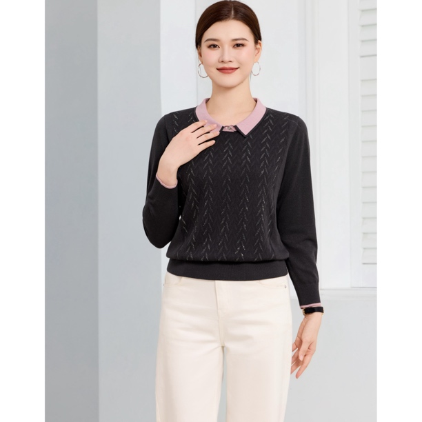 蒂薇娅DIWEIYA02157秋冬新款圆领时尚气质天丝上衣