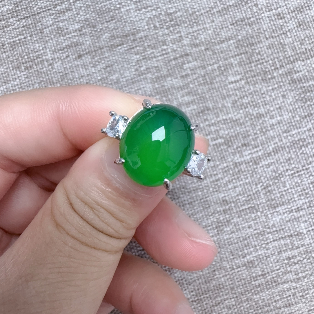 桐掌柜珠宝天然玉石冰透饱满新款设计感简约戒指