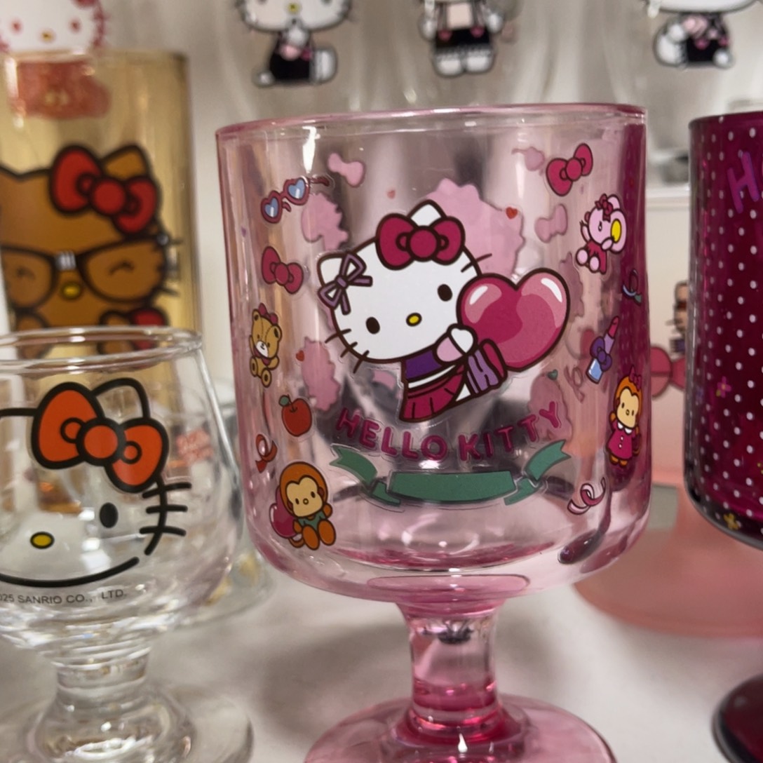 水晶玻璃吸管款粉色矮脚杯