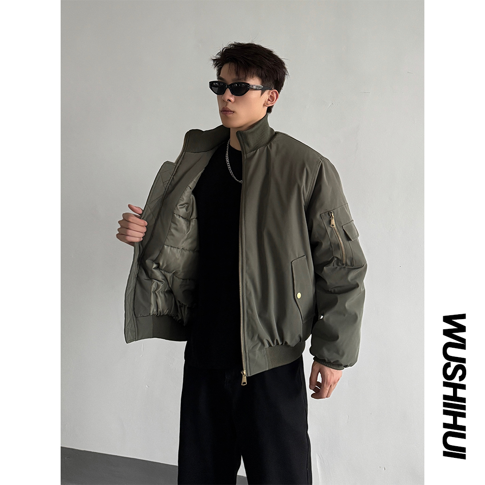 冬季潮流三防棉服男高领飞行服棉衣加厚美式复古休闲棒球服外套