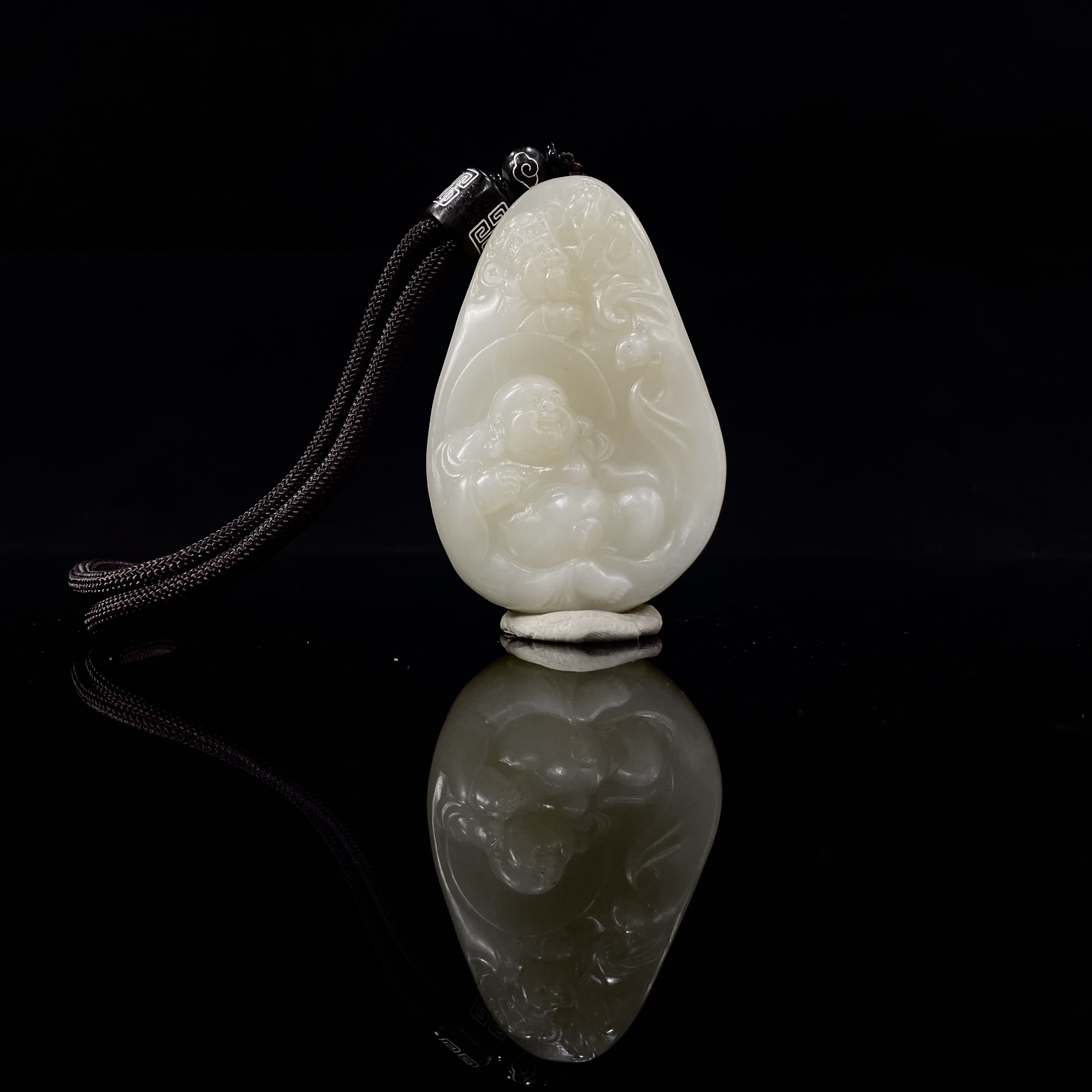 和田玉财神和弥勒佛摆件（712122）