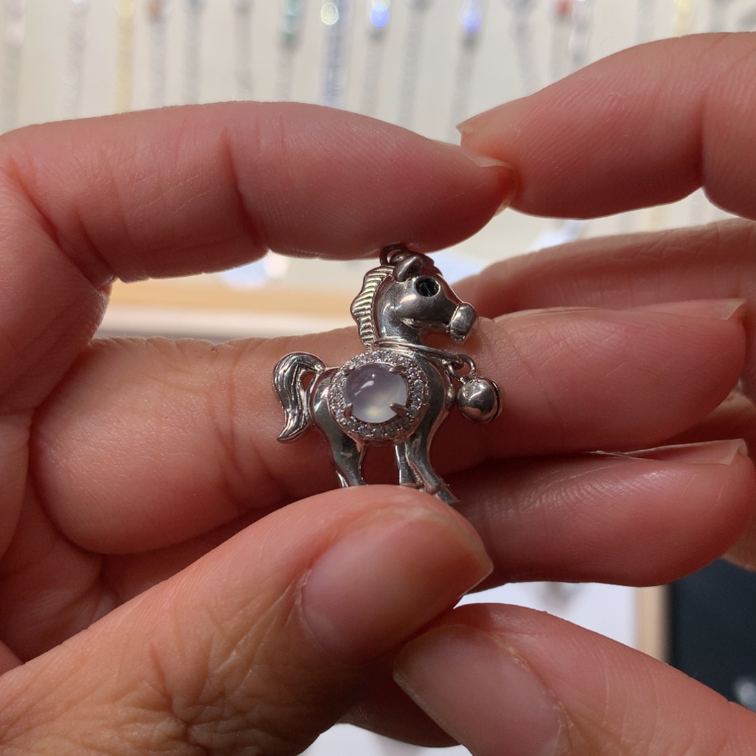 翡翠银S925镶嵌耳饰吊坠