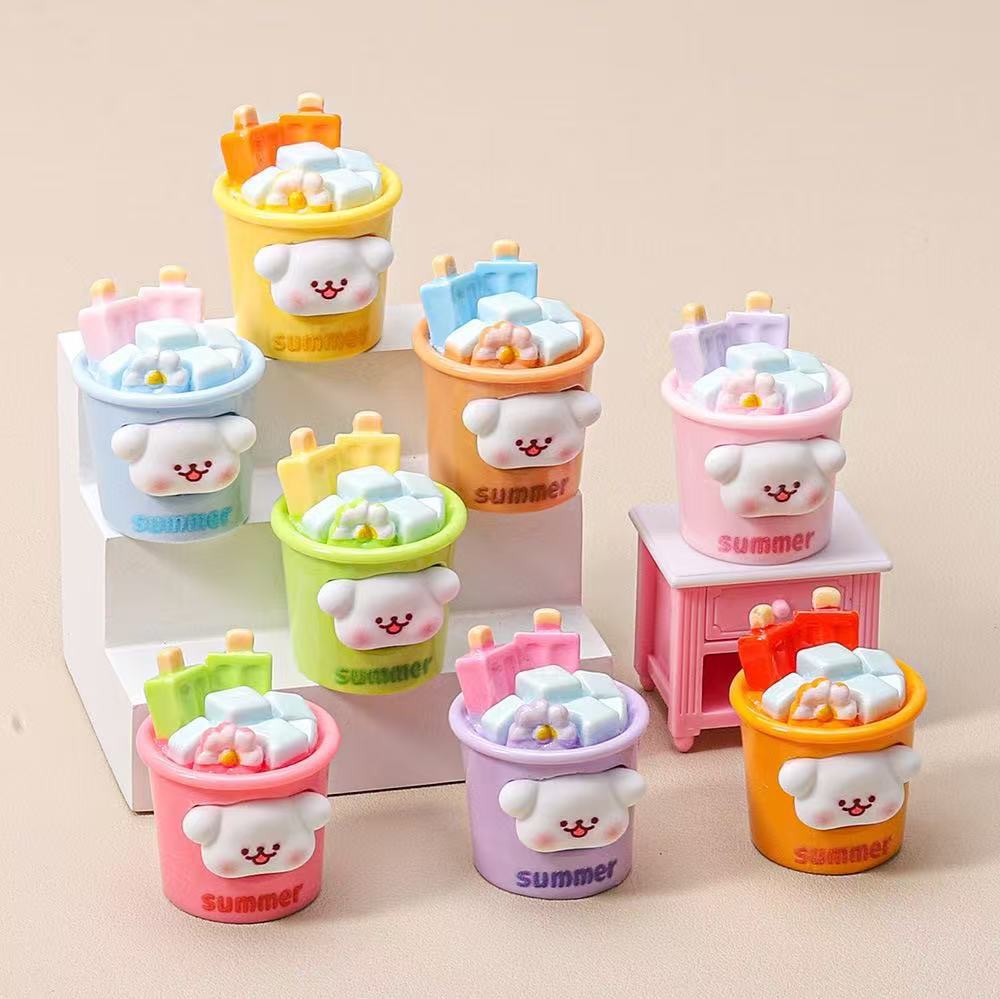 【双许愿+九宫格】线条小狗棒冰桶立体萌粒DIY树脂摆件车载饰品新款