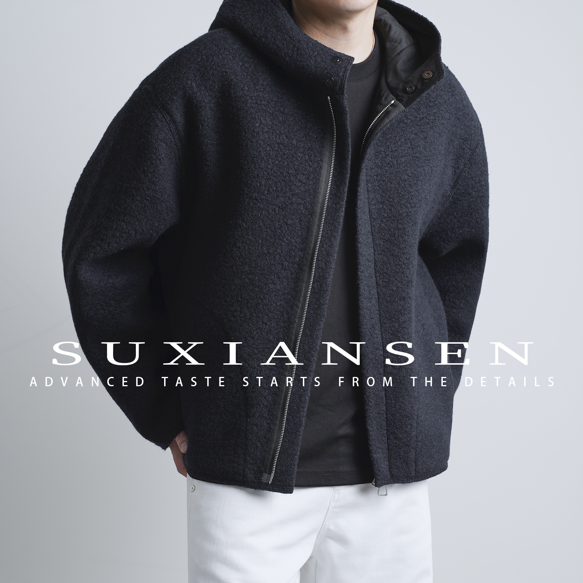 【大头叔叔】2025冬凛冬系列重磅双面绵羊毛羊呢男连帽外套DDW5308