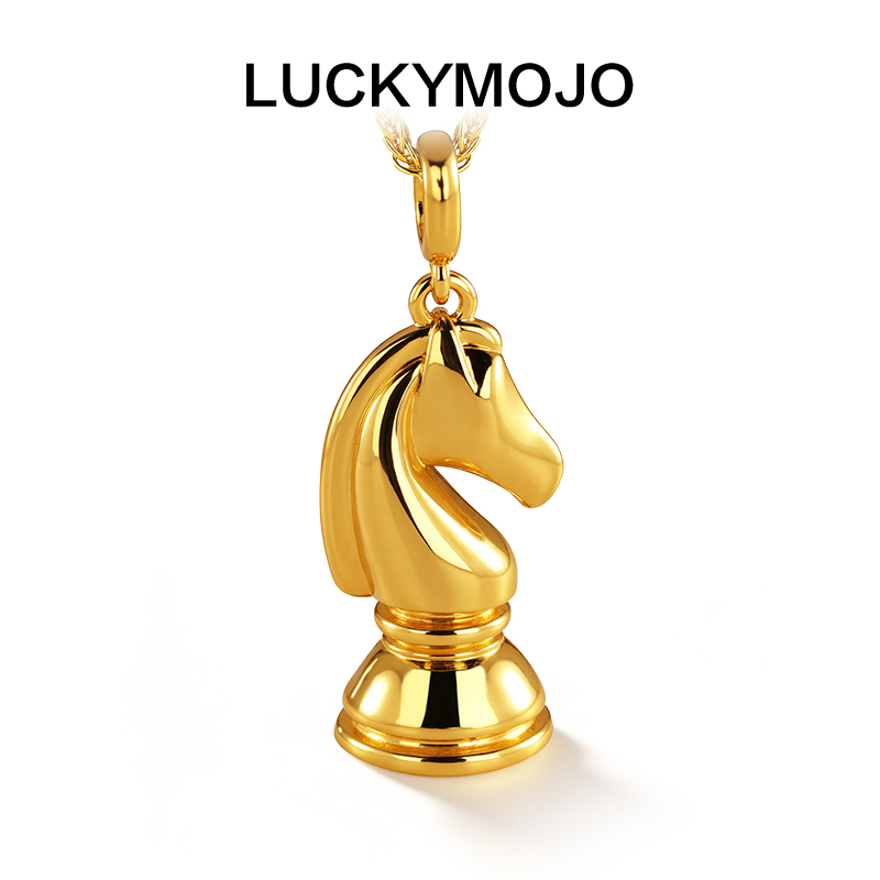 LUCKYMOJO 铜合金项链 新年马年吊坠项链国潮高级感项链男生