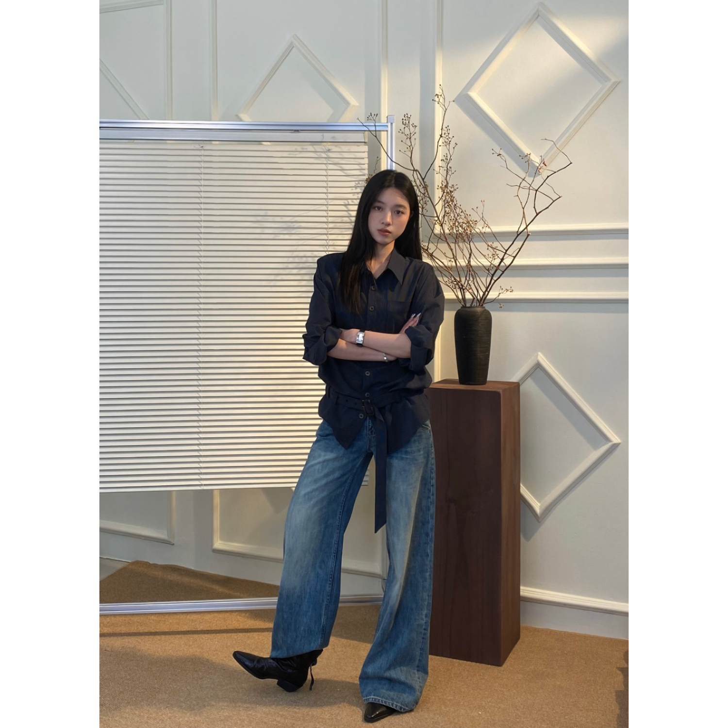 2025美式复古辣妹低腰宽松阔腿裤春夏百搭直筒牛仔裤女显瘦休闲