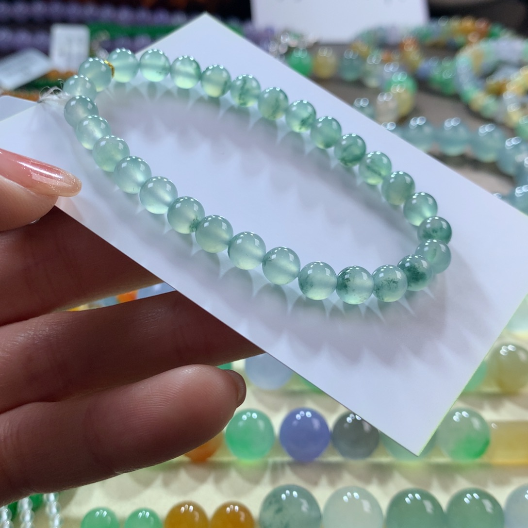 翡翠手链未镶嵌高冰飘花卡6.2