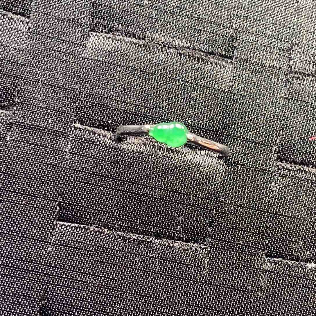 翡翠银S925镀金镶嵌戒指