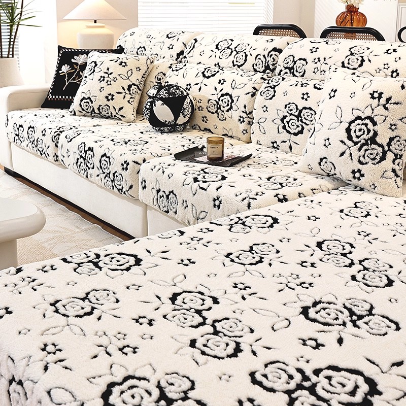 毛绒馥约沙发套罩全包万能套加厚防滑弹力冬季通用沙发垫子防猫抓