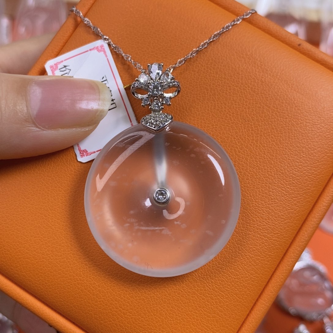 石英质玉吊坠银S925镶嵌