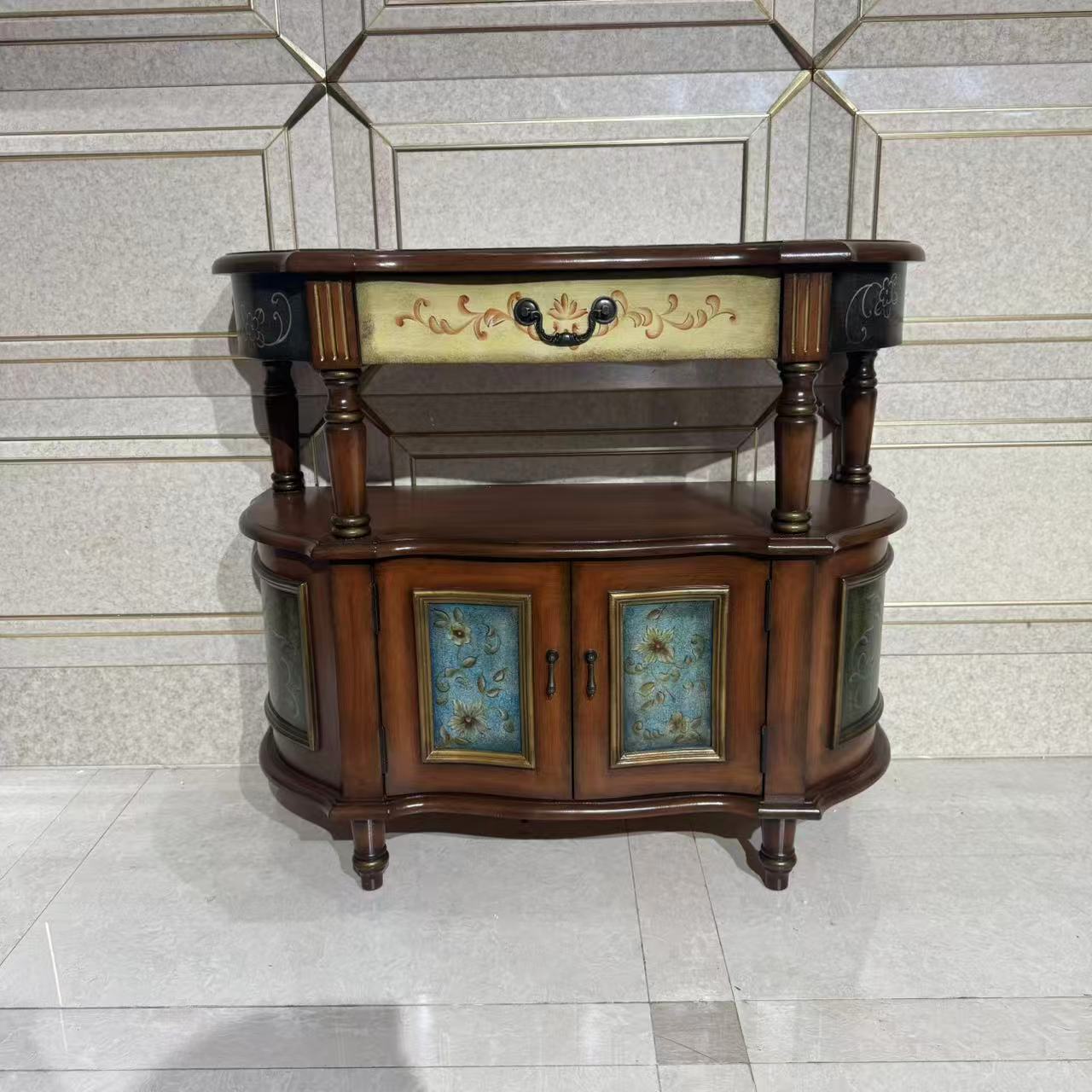 美式玄关柜装饰柜隔断实木过道柜走廊储物柜小户型客厅餐边柜斗柜