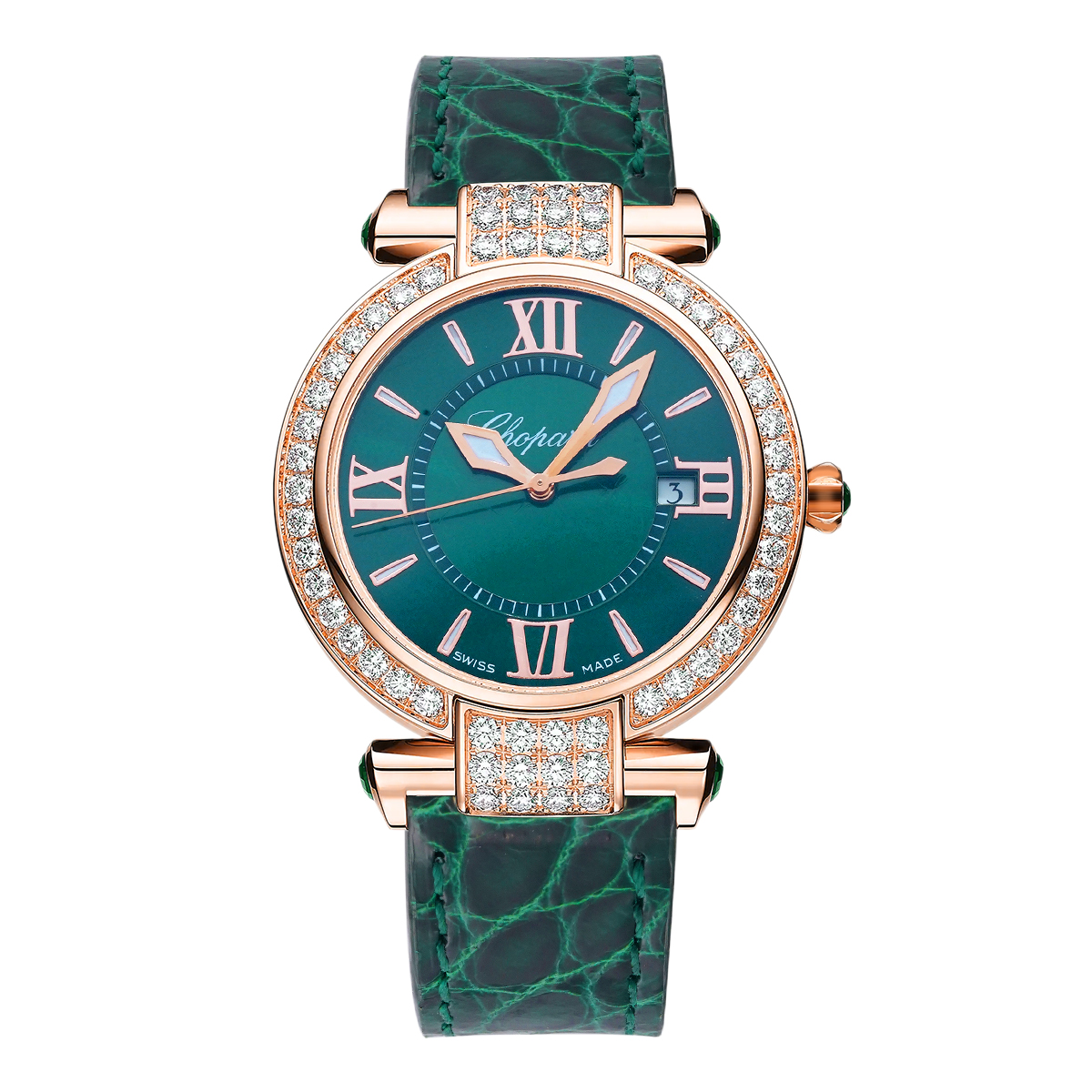 99新 Chopard/萧邦 384221-5015石英机芯18K玫瑰金女表/WHT029327