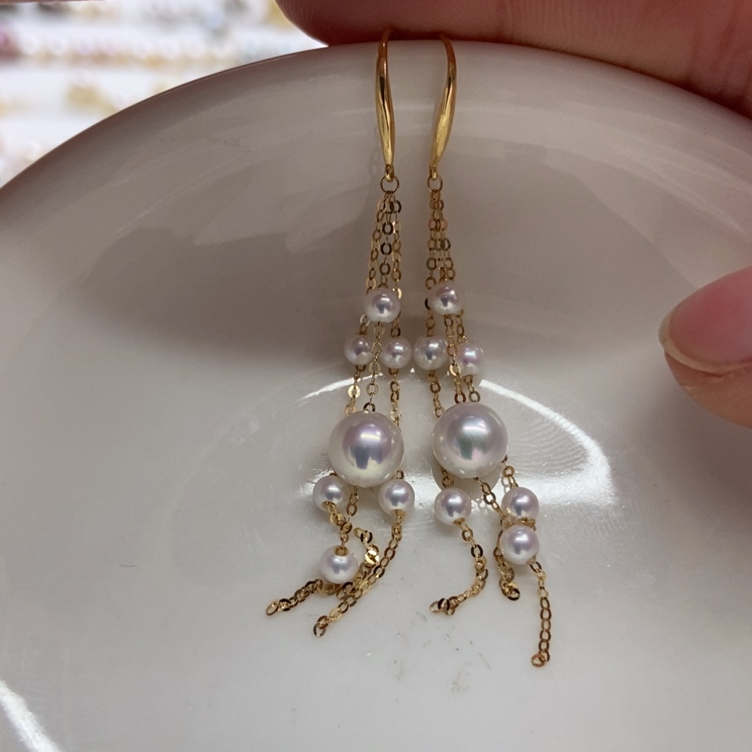 淡水珍珠耳饰18K金镶嵌