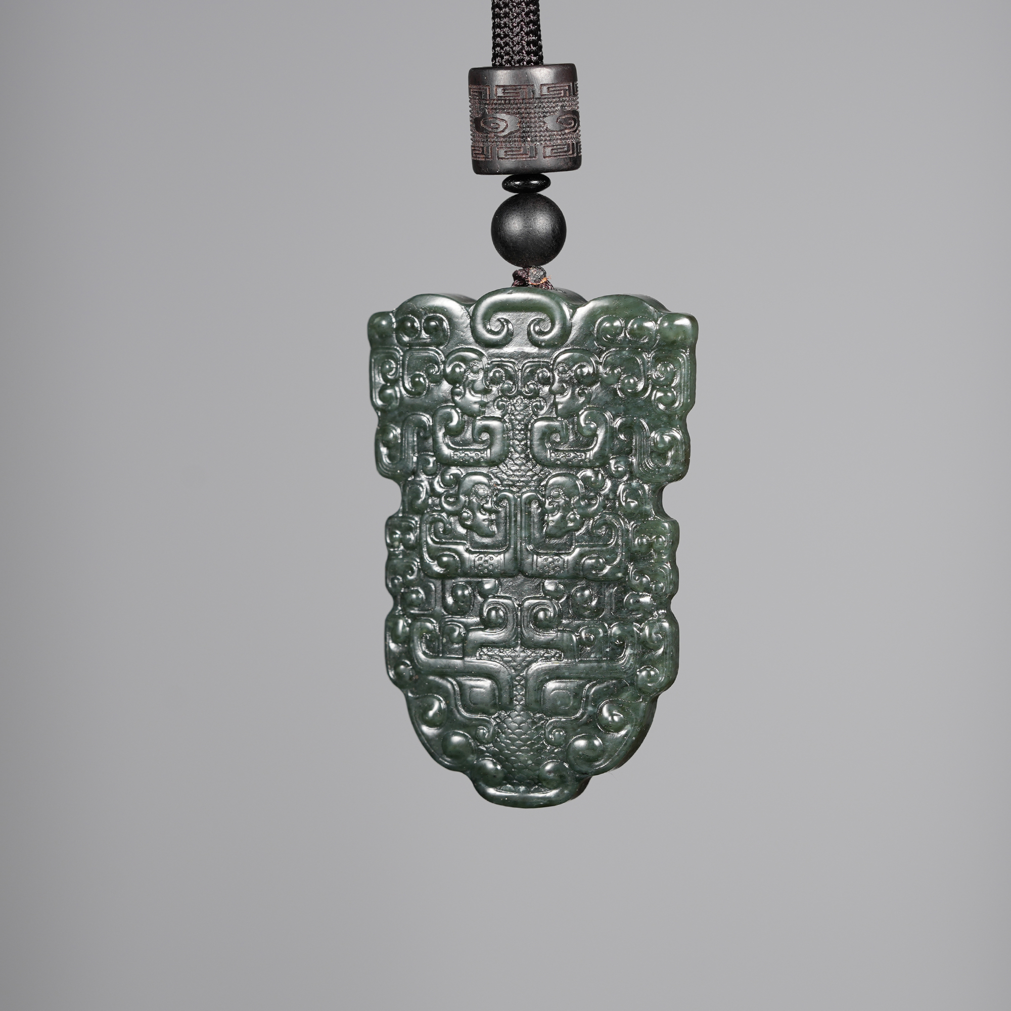 天然和田玉仿古饕鬄纹挂件满工满雕工吊坠项链 多样性发其一