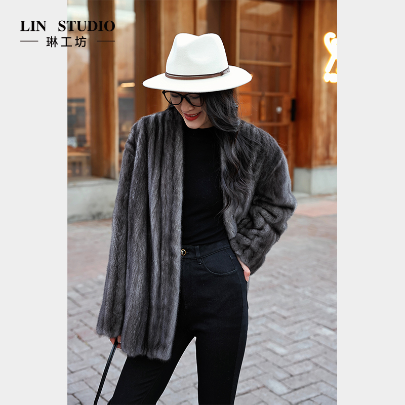 【哥本哈根紫金短二】琳工坊“随烟”灰色外套气质优雅时尚唐琳设计师