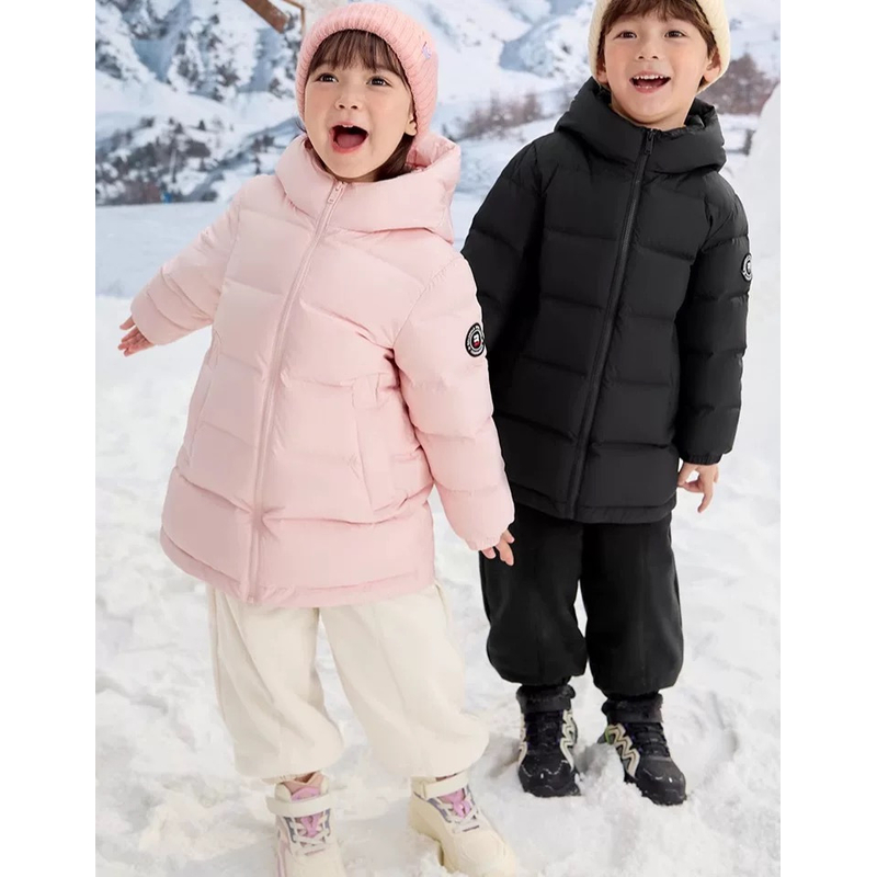 品牌撤柜 男女童冬季中长款三防连帽保暖外套偏厚羽绒服7248