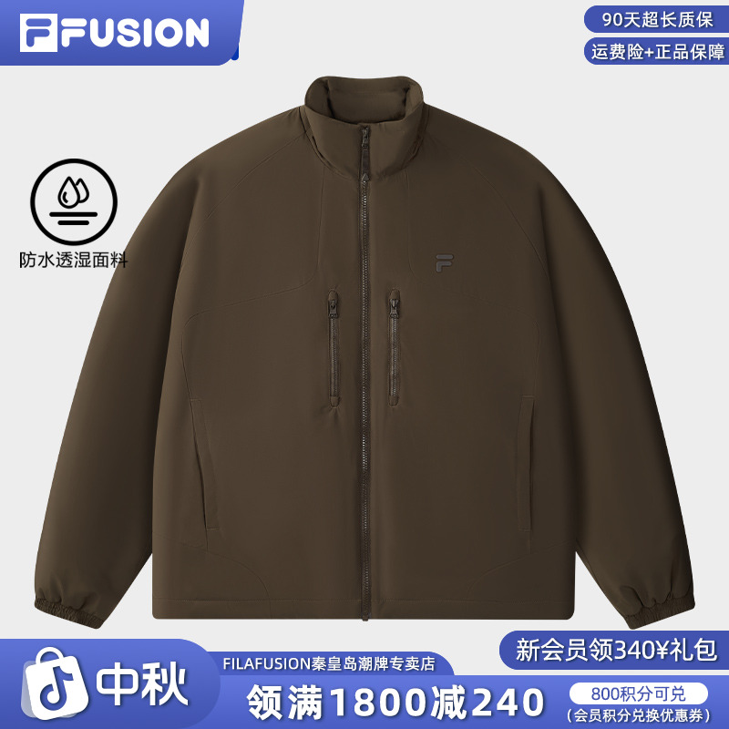 FILA斐乐棉服男装秋冬夹克纯色宽松外套夹克保暖轻便T11M545903
