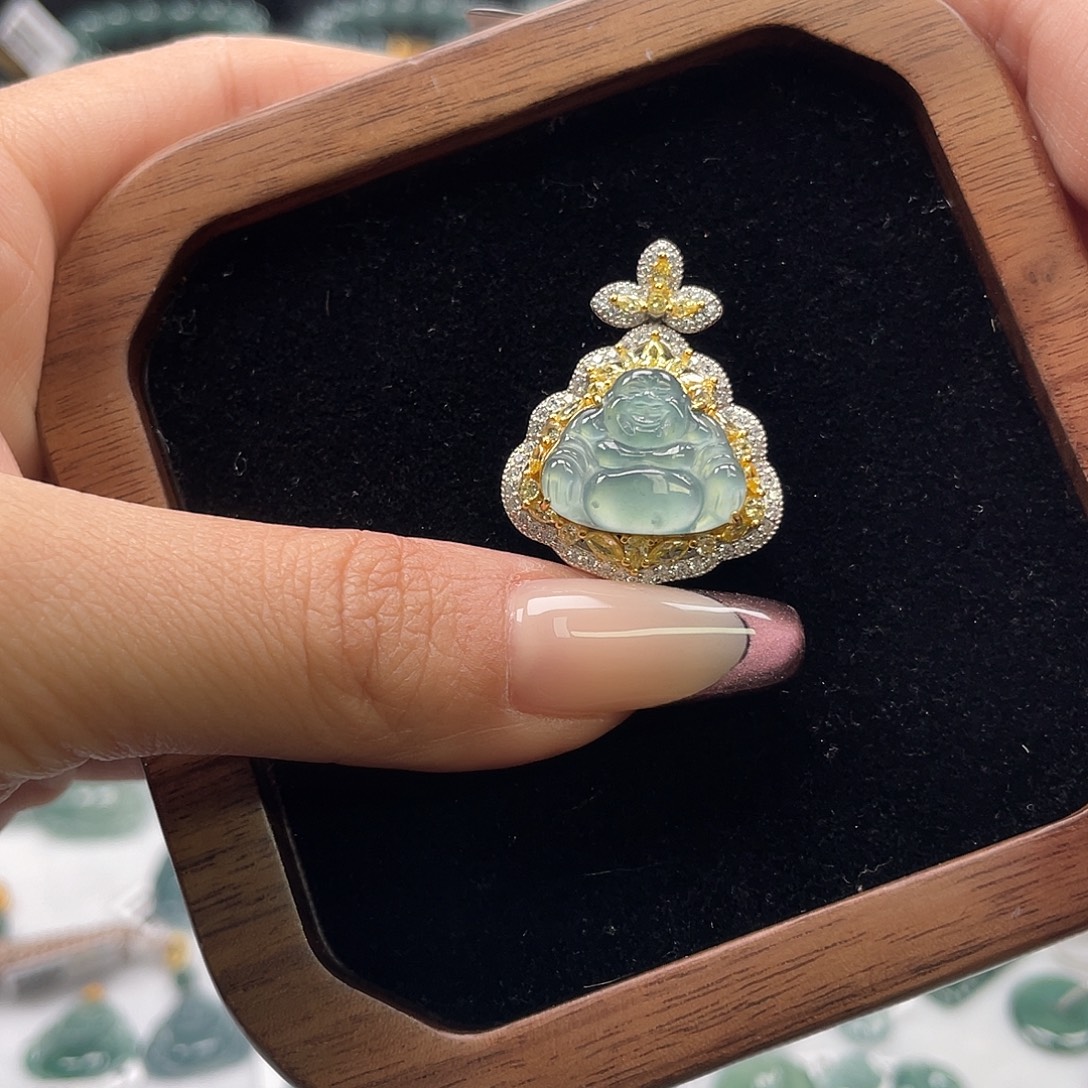 翡翠银S925镶嵌吊坠(不含链)