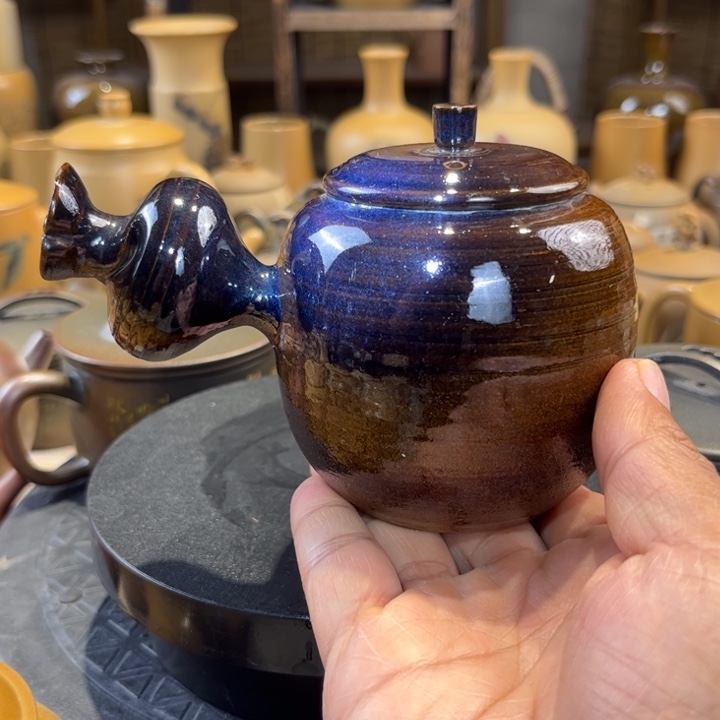 建水紫陶侧把壶福利