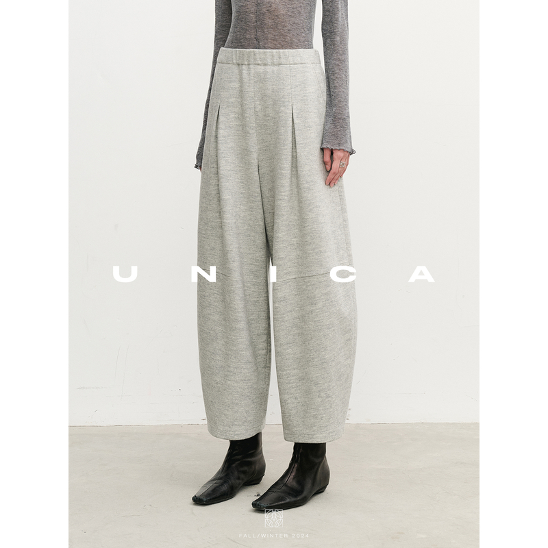 UNICA/百搭实穿造型_定纺美利奴全羊毛温暖舒适松紧腰廓形长裤