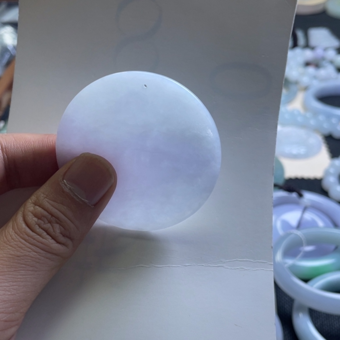 【闪购商品】翡翠颈饰未镶嵌冰春彩无事圆牌