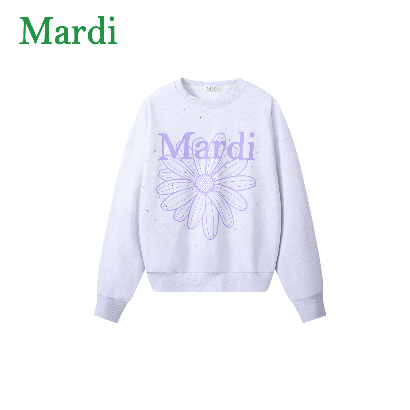 Mardi秋冬小皱菊印花圆领卫衣女时尚休闲宽松百搭上衣MWY2532604