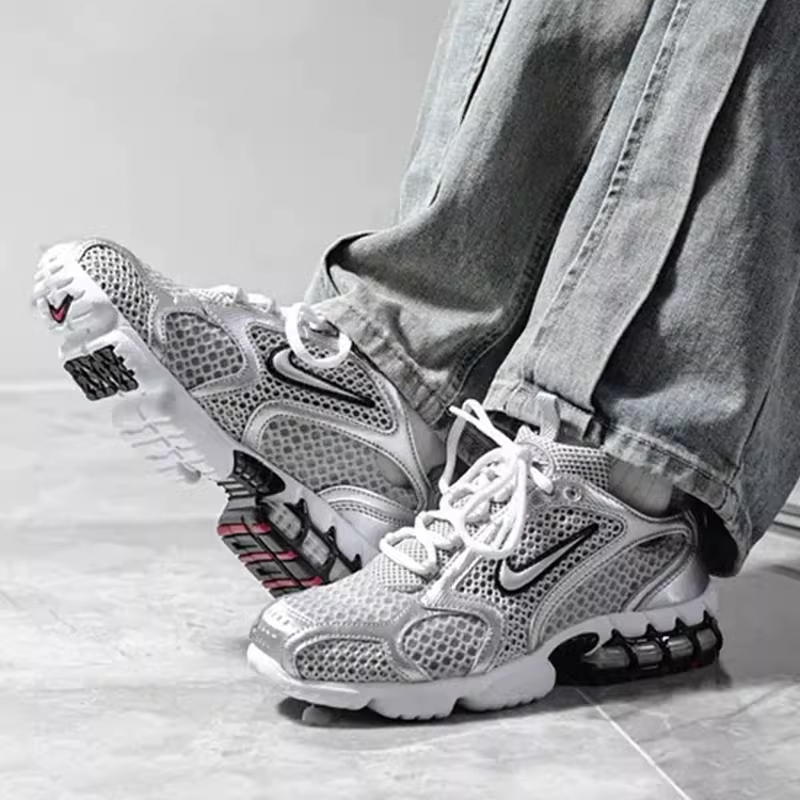 耐克男鞋Air Zoom Spiridon Cage 2透气银色复古跑步鞋CJ1288-001