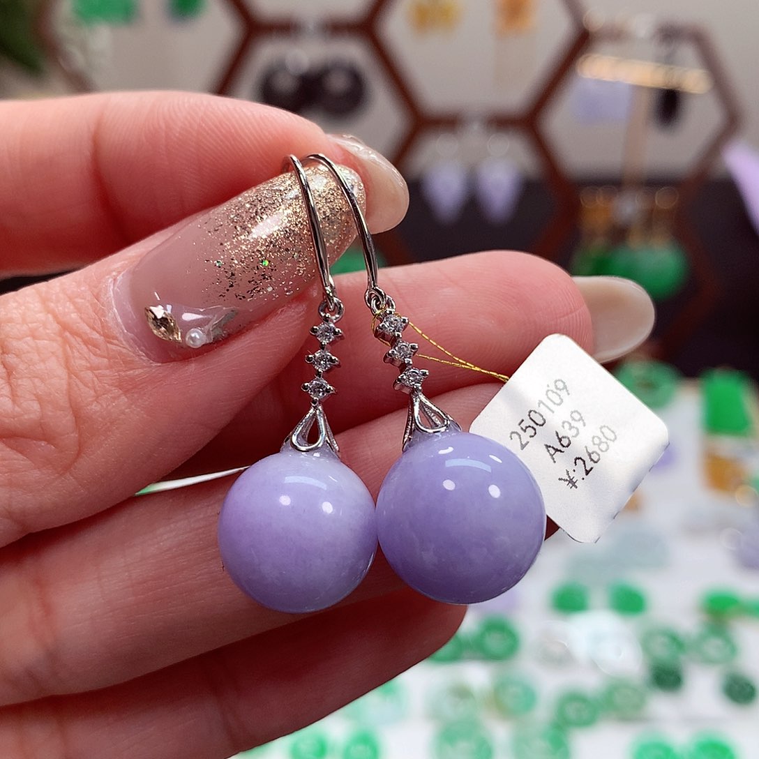 翡翠耳饰18K金镶嵌天然翡翠