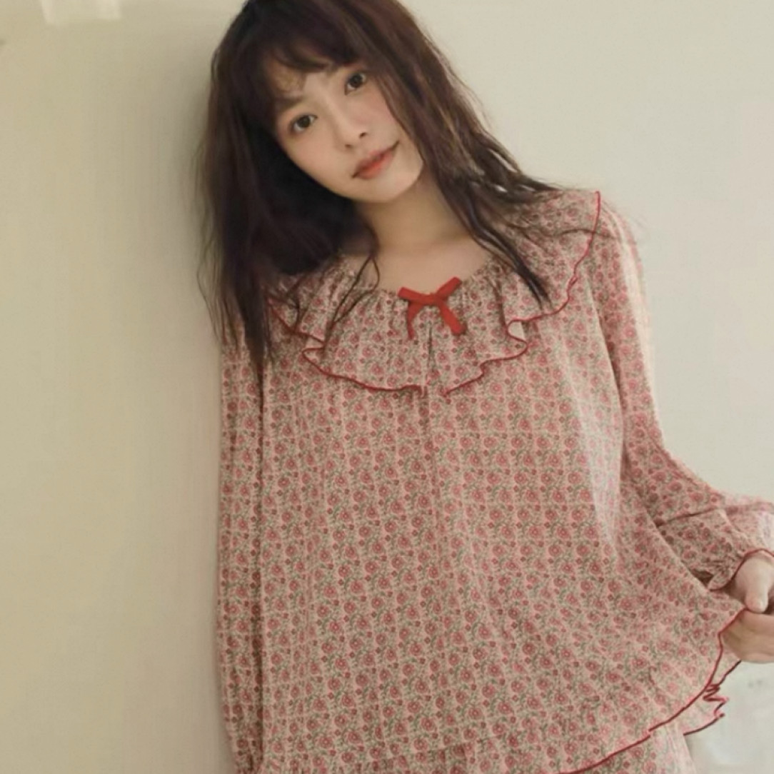 睡衣春秋款女纯棉长袖秋季碎花高级感开衫全棉女士家居服