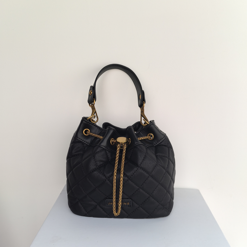 2025新款小香风抽绳福袋水桶包3526黑色