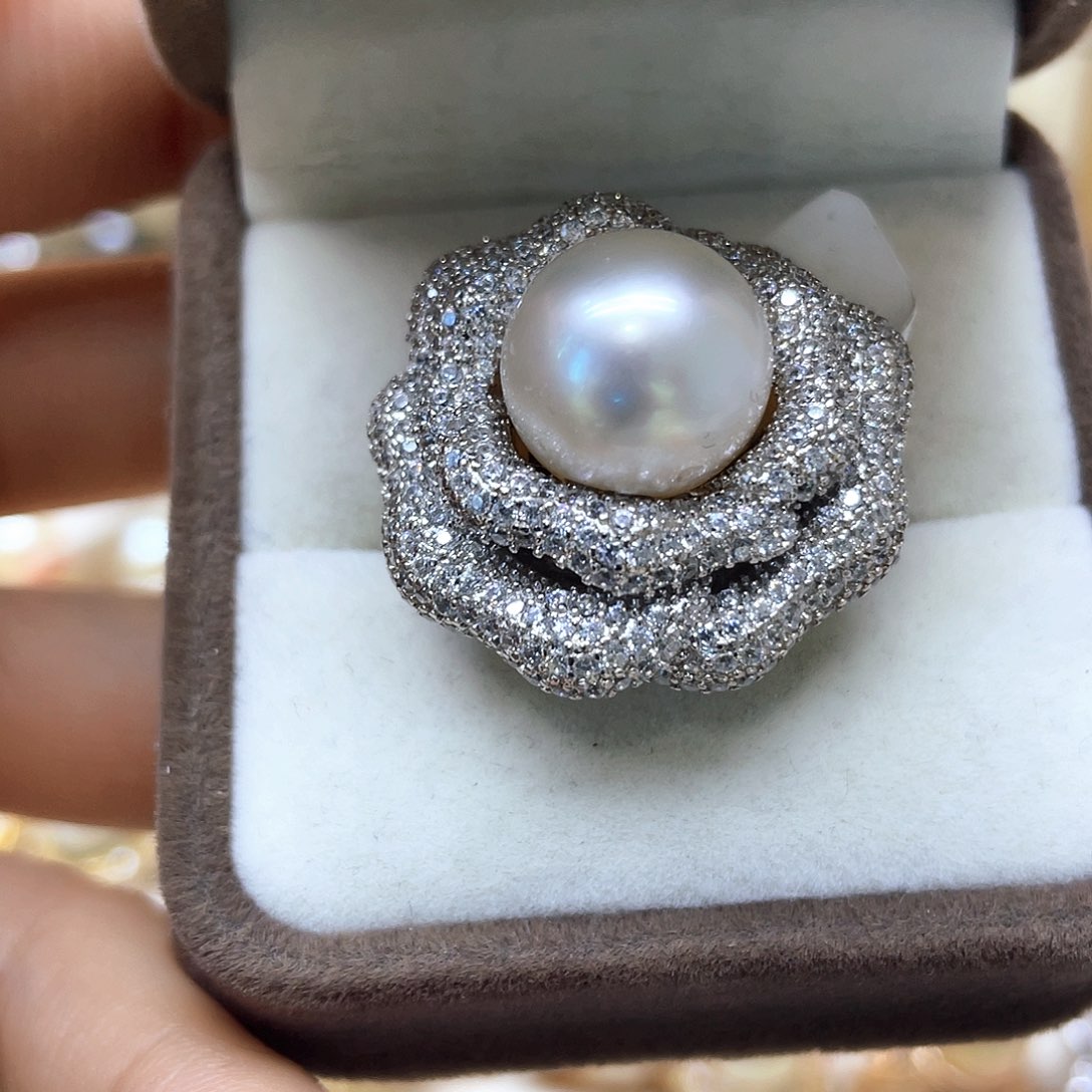 海水珍珠戒指银S925镶嵌