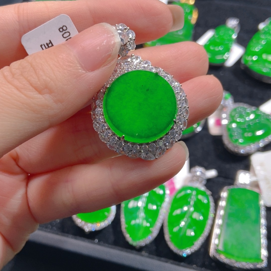 翡翠吊坠(不含链)银S925镶嵌