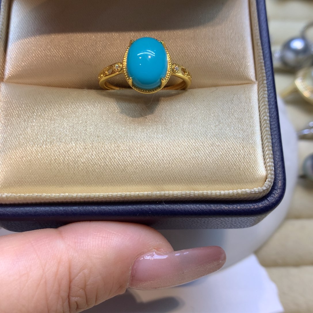 银S925镶嵌绿松石戒指