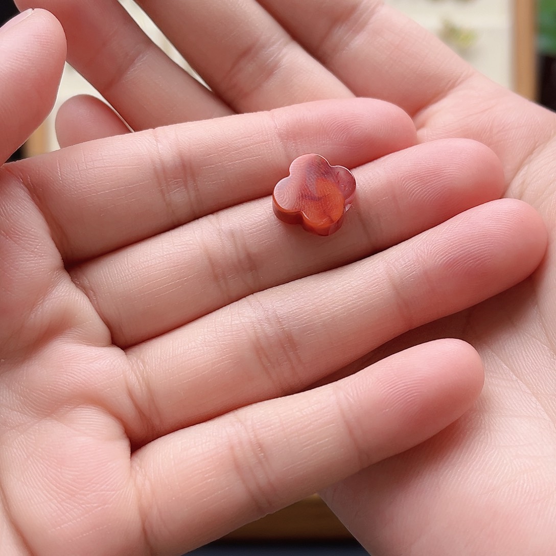 雯***宝南红玛瑙银S925镶嵌耳饰