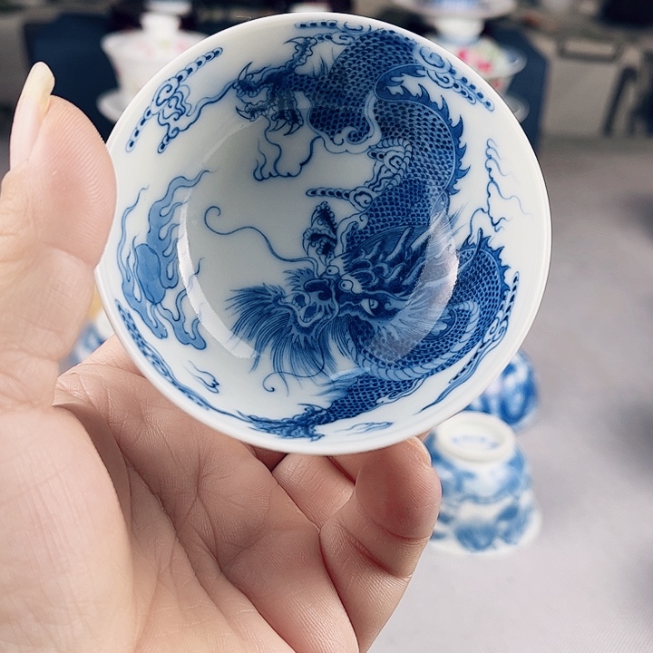 杯山**风顾老师青花主人杯