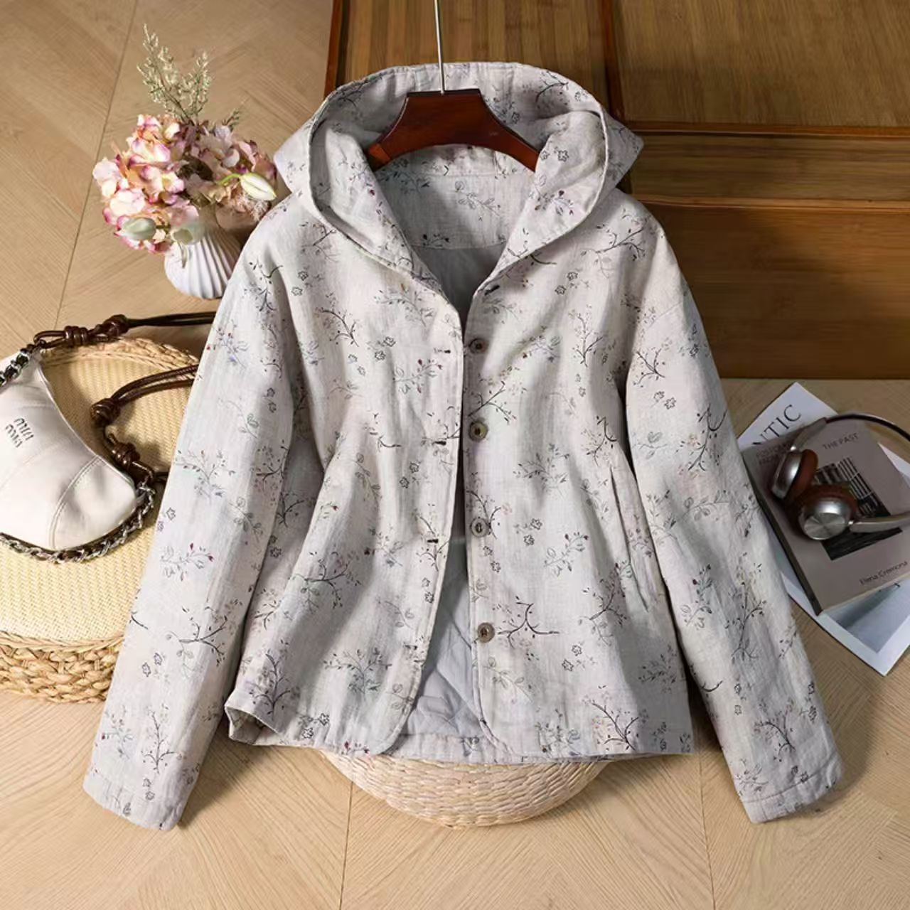 2025新款双雨露汉麻棉服3M新雪丽棉小清新植物印染百搭外套【1247】