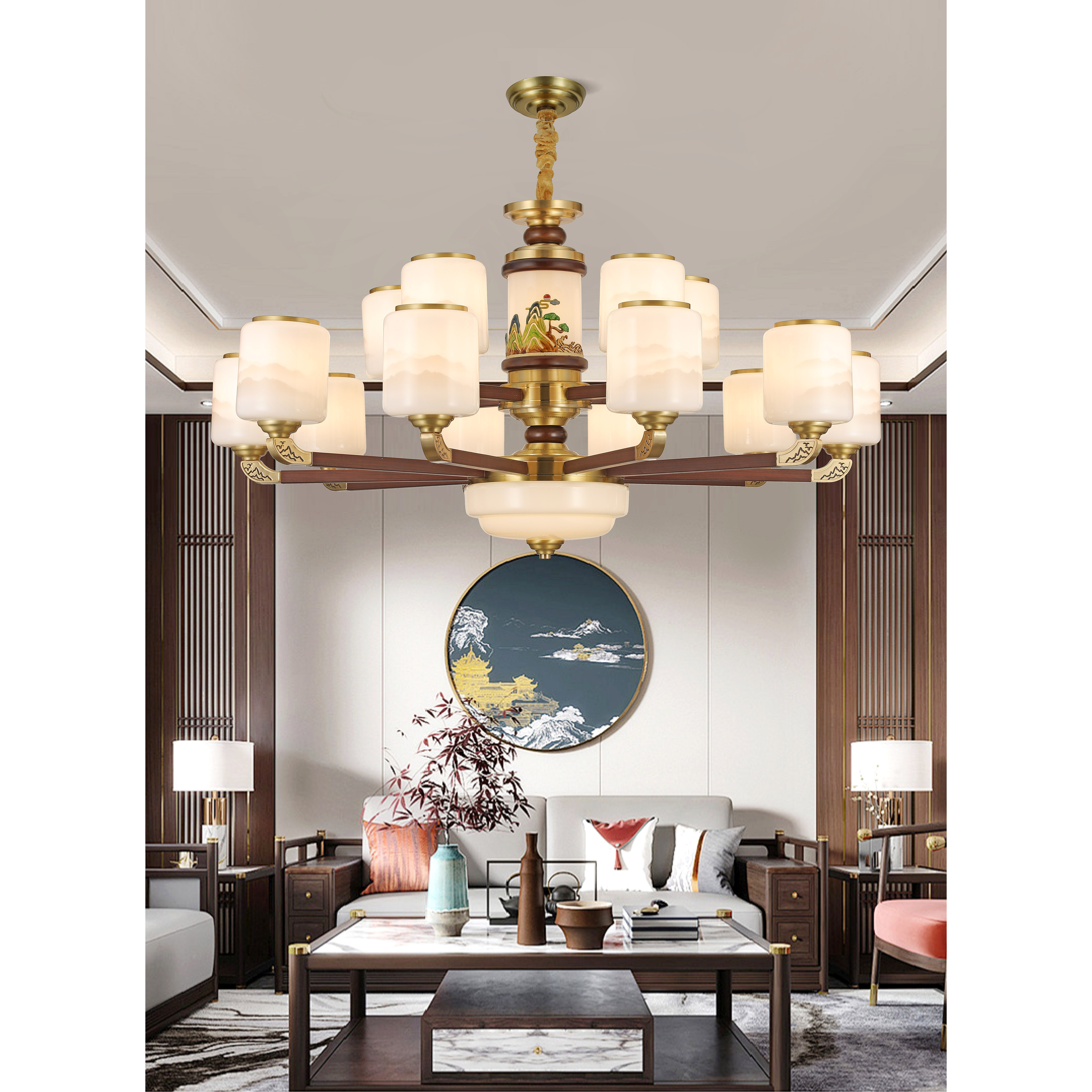 新中式客厅家用大厅复式别墅酒店吊灯CC-305