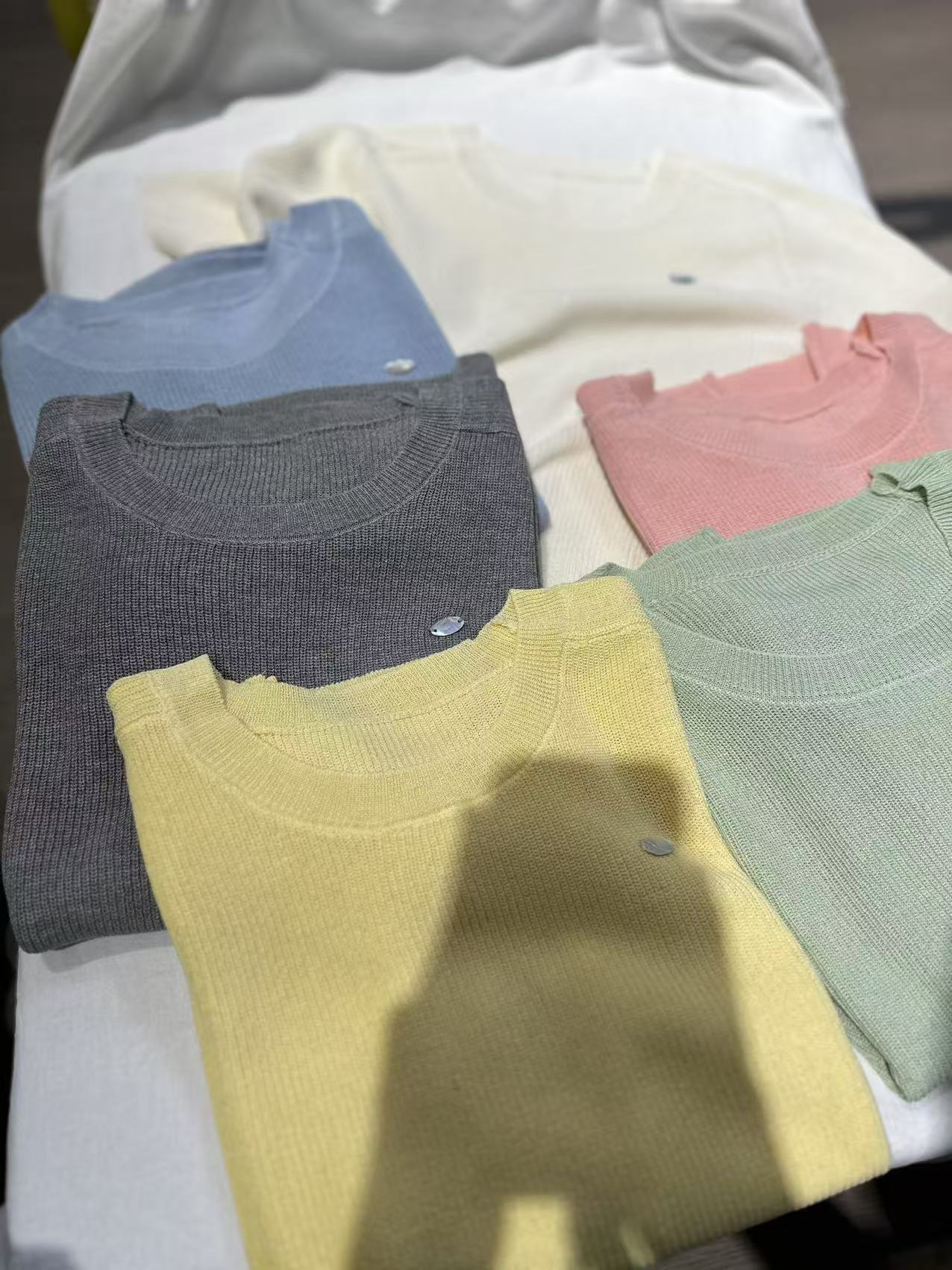 【欧琲】B054圆领纯色针织短袖